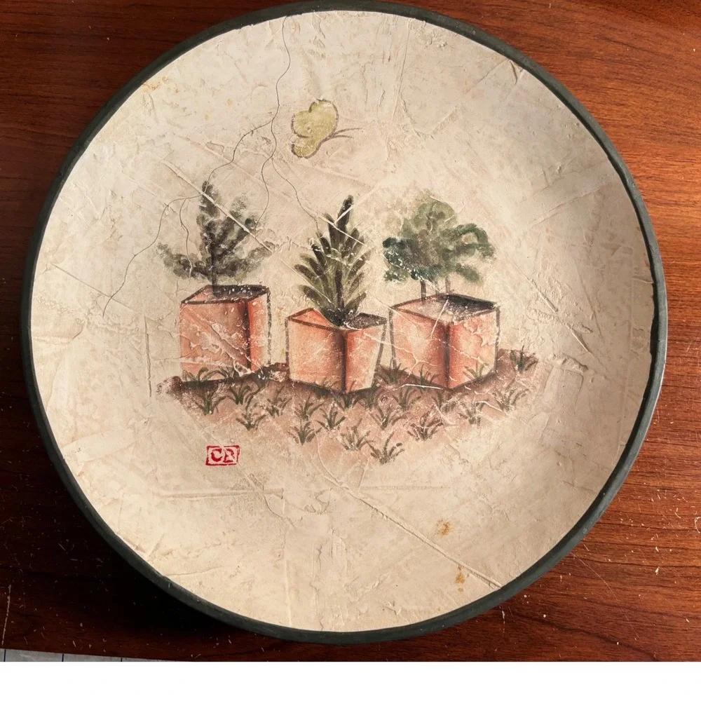 Set of 3 Decorative Plates Garden Watering Can Pots Flowers‎ Rustic Cheri Blum - Picture 2 of 10